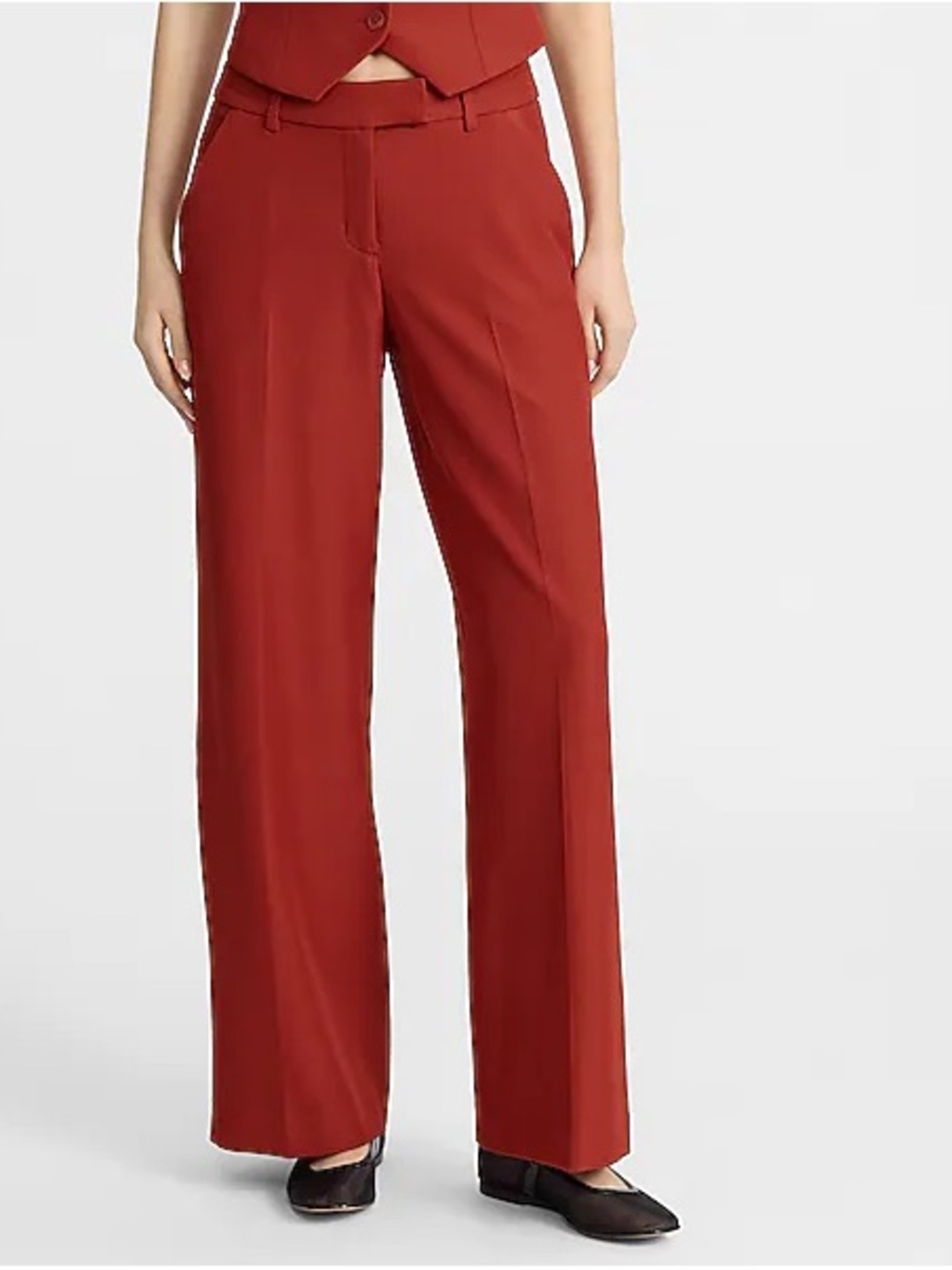 NWOT Express Mid-Rise Wide-Leg Linen Pants in Burnt Orange